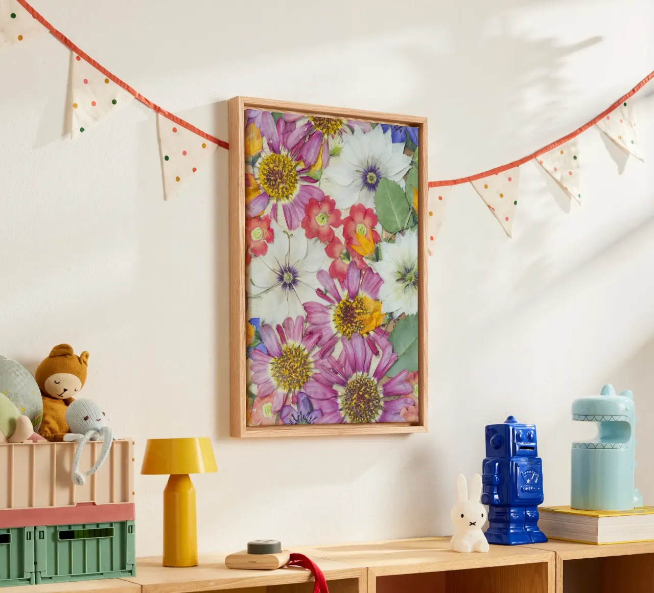 Timeless Elegance: Dried and Pressed Flowers canvas with Floater frame by Curious Collections by Marielle Leenders