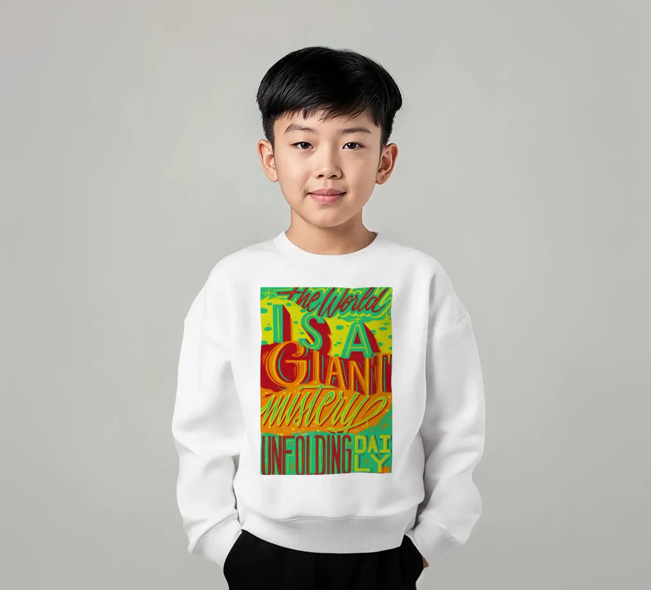 The world is a giant mistery unfolding daily felpa bambino da Glettering
