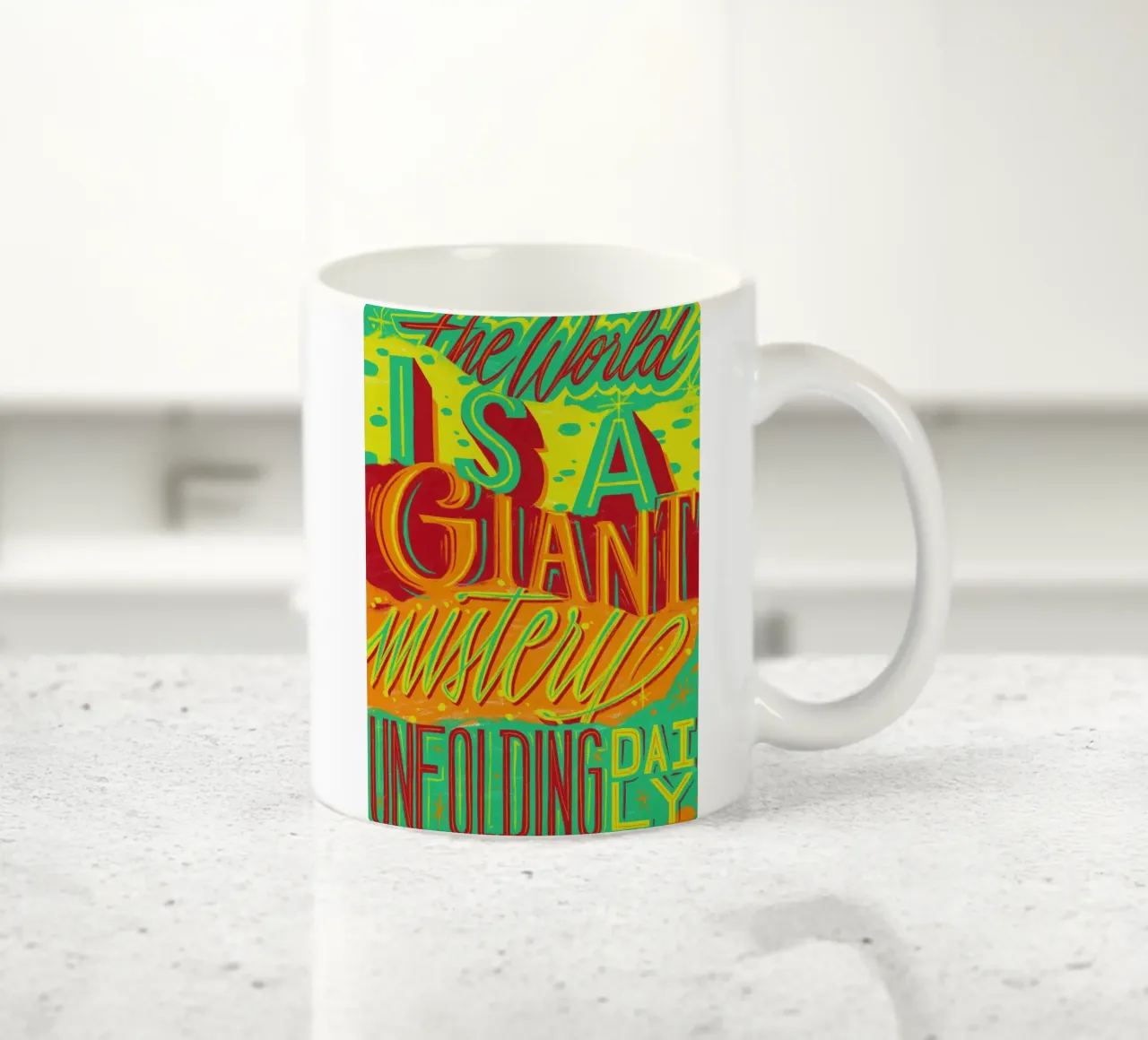 The world is a giant mistery unfolding daily tazza in ceramica da Glettering