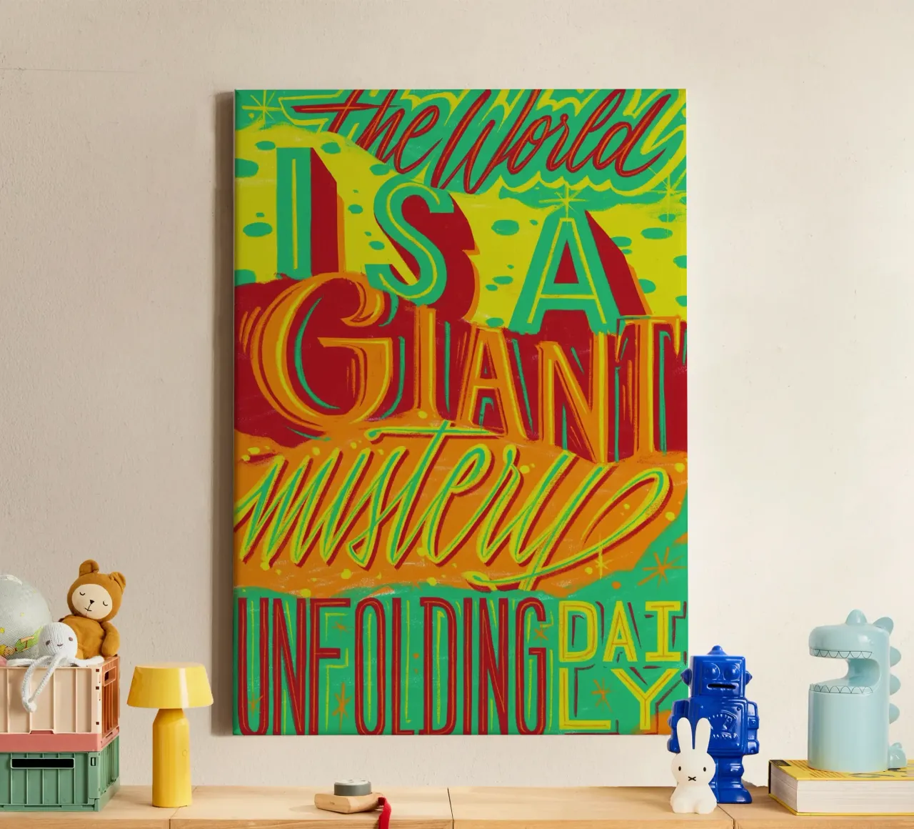The world is a giant mistery unfolding daily tela con Cornice a cassetta da Glettering