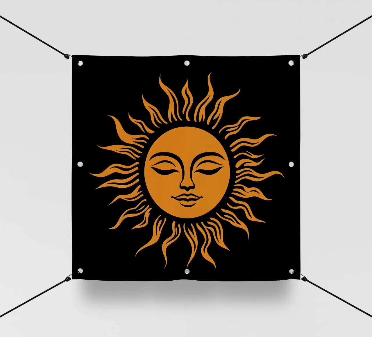 Logo del sole femminile e amichevole telo in pvc da Autofocus
