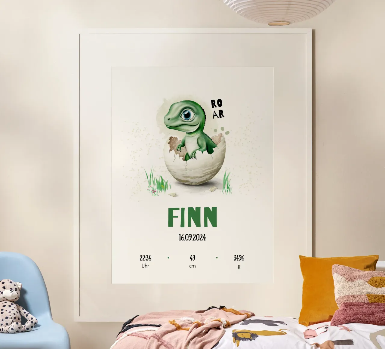 Geburtsposter - Bambino Dino poster da Moonlit Illustrations