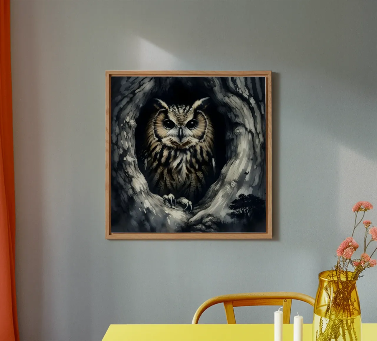 Gufo nella foresta alluminio dibond da ARTOMATIC