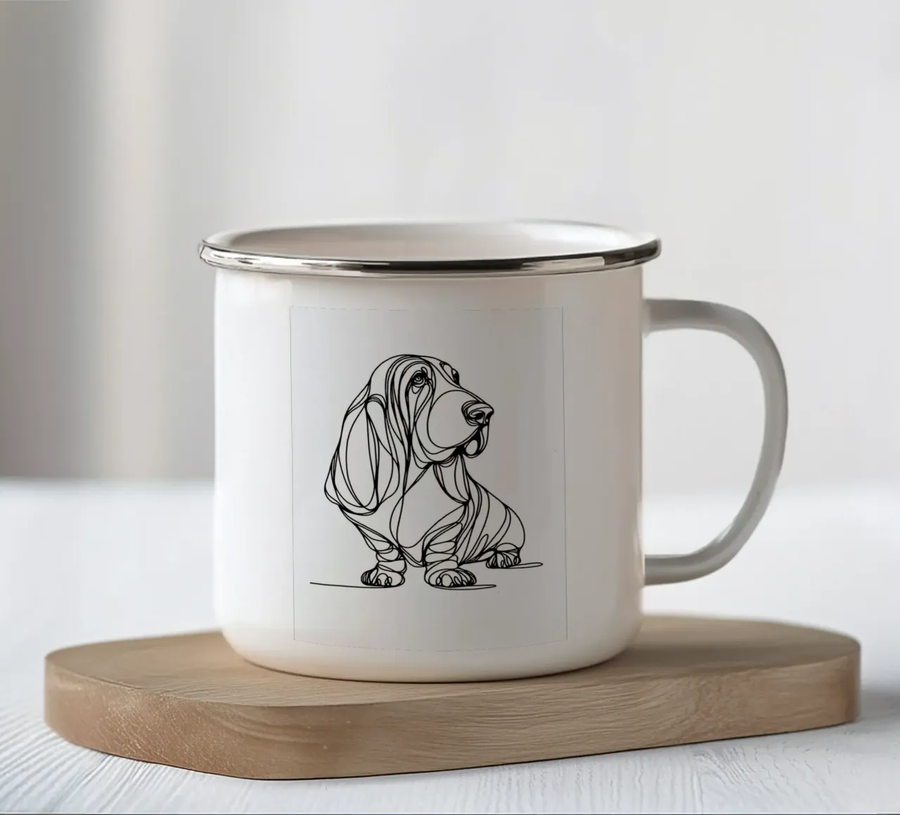 Basset Hound Line Art tazza in smalto da WijdevenDesign