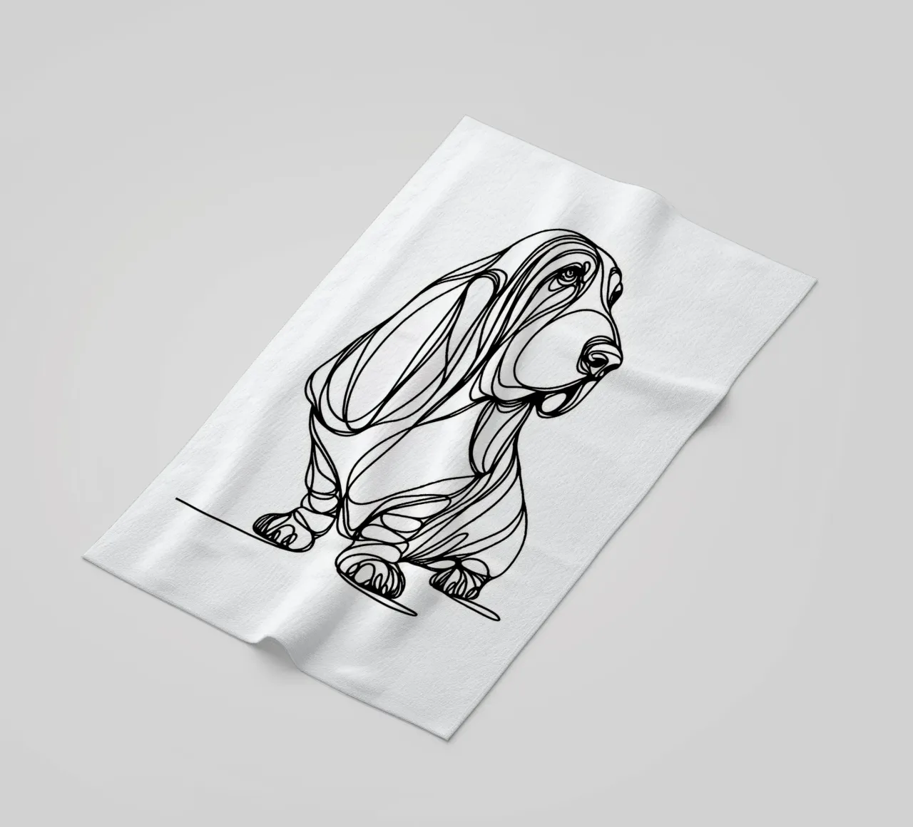 Basset Hound Line Art telo mare da WijdevenDesign