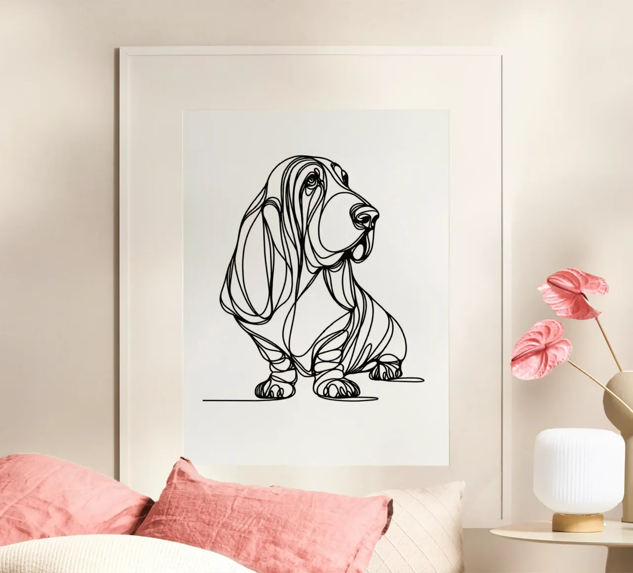 Basset Hound Line Art poster da WijdevenDesign