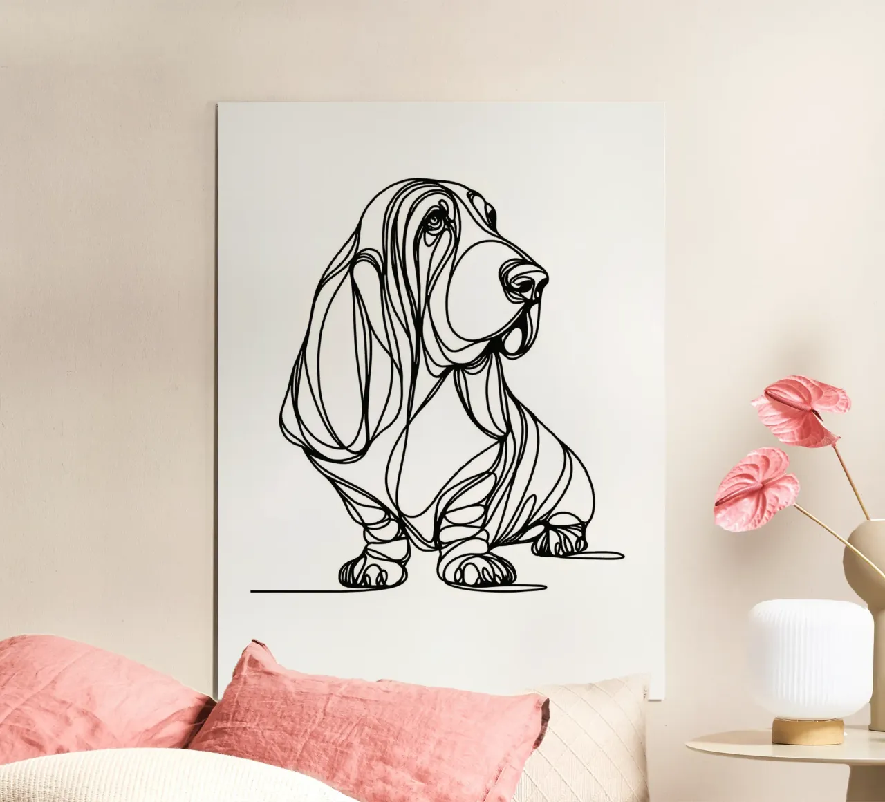 Basset Hound Line Art poster da WijdevenDesign