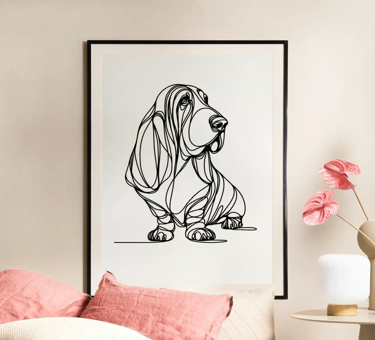 Basset Hound Line Art poster da WijdevenDesign