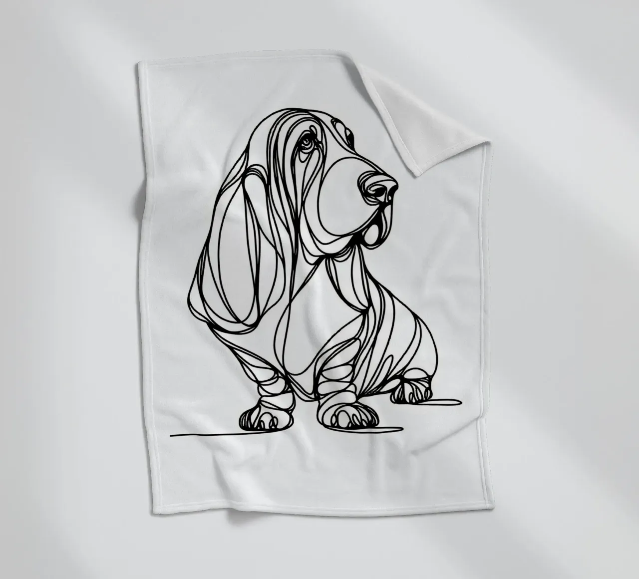 Basset Hound Line Art coperta in pile da WijdevenDesign