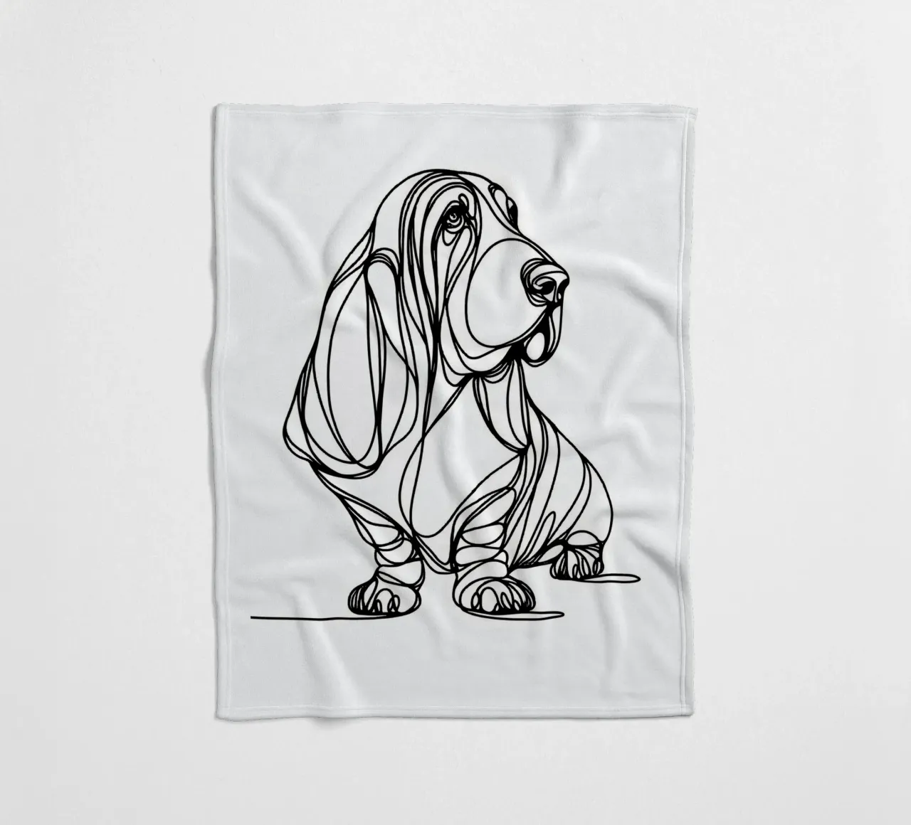 Basset Hound Line Art coperta in pile da WijdevenDesign