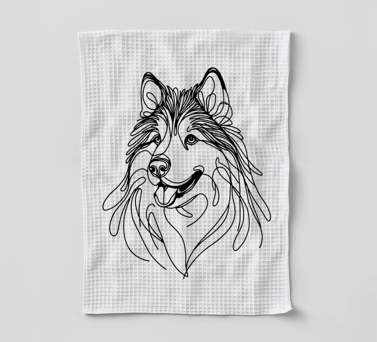 Cane Husky Alaskan Malamute Line Art canovaccio da cucina da WijdevenDesign