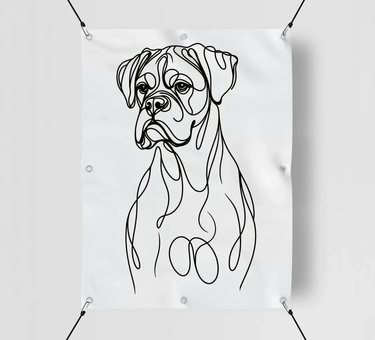 Cane Boxer Line Art telo in pvc da WijdevenDesign