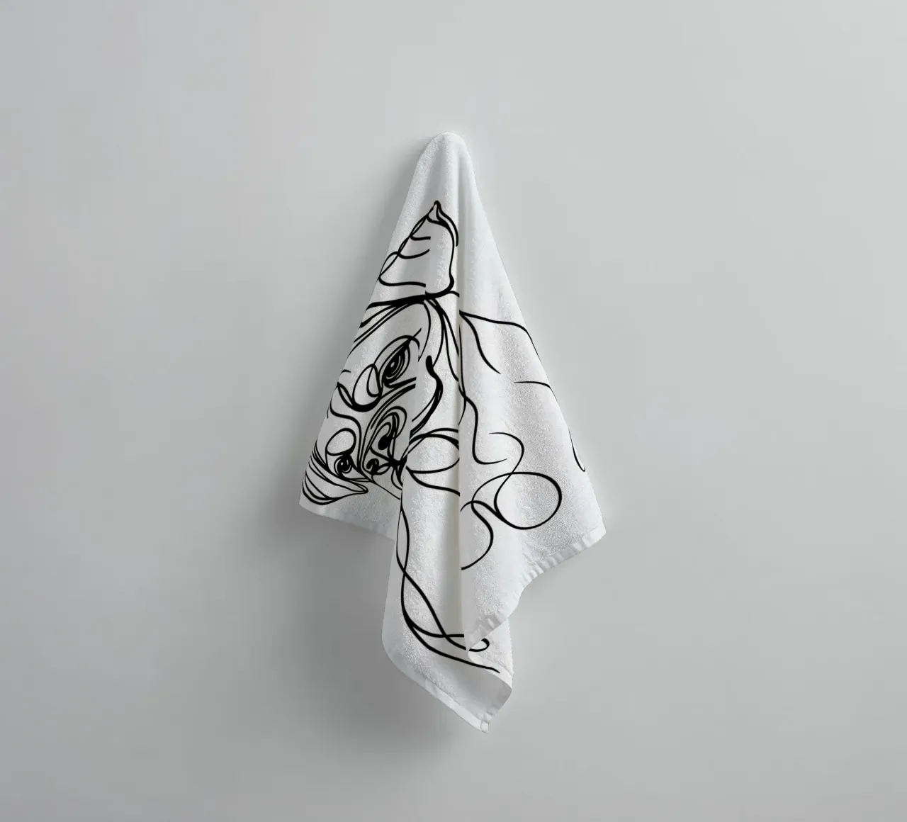 Cane Boxer Line Art asciugamano da bagno da WijdevenDesign