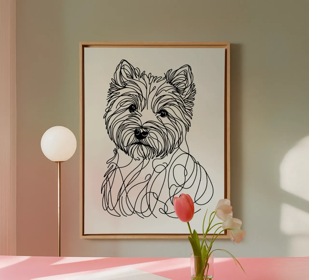 Dessin au trait d'un chien terrier toile avec Caisse américaine de WijdevenDesign