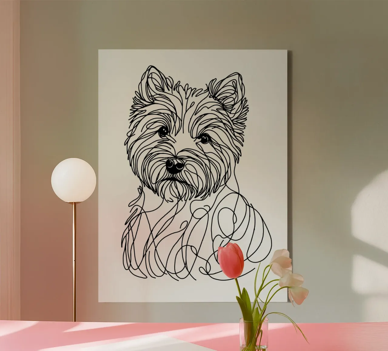 Dessin au trait d'un chien terrier toile avec Caisse américaine de WijdevenDesign