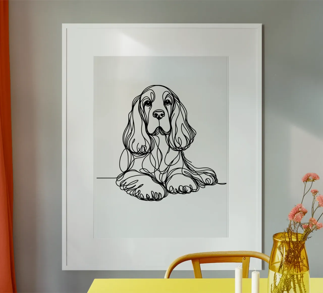 Cane Cocker Spaniel Linea d'arte poster da WijdevenDesign