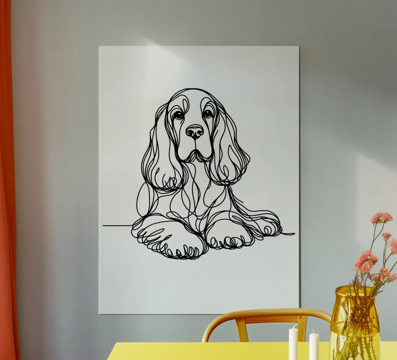 Cane Cocker Spaniel Linea d'arte poster da WijdevenDesign