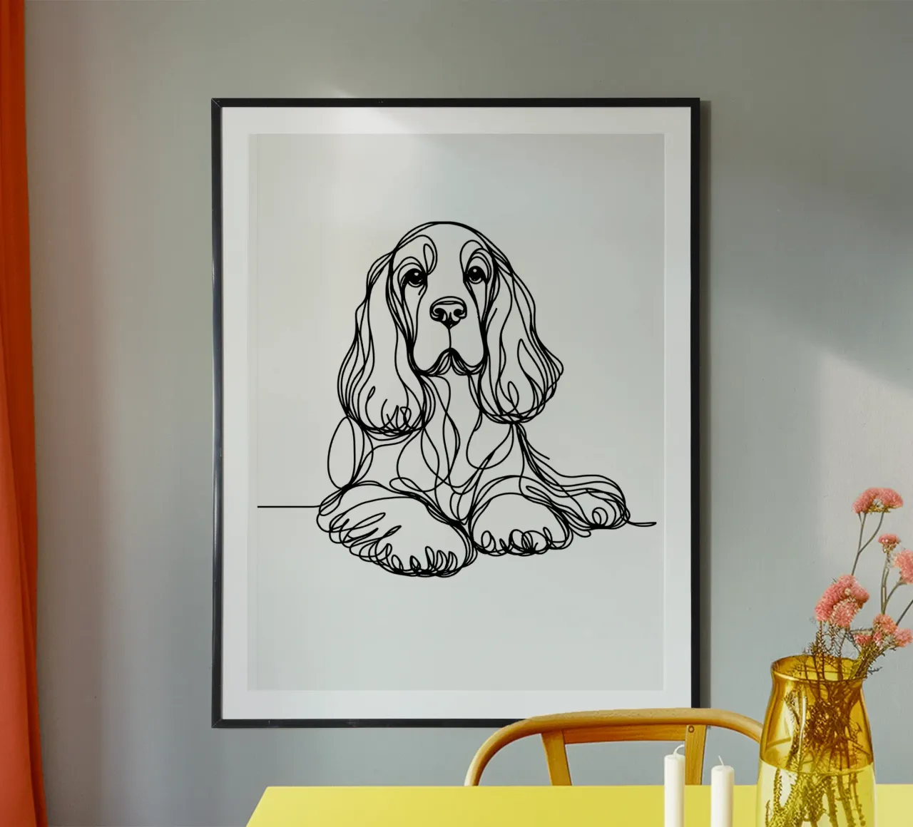 Cane Cocker Spaniel Linea d'arte poster da WijdevenDesign