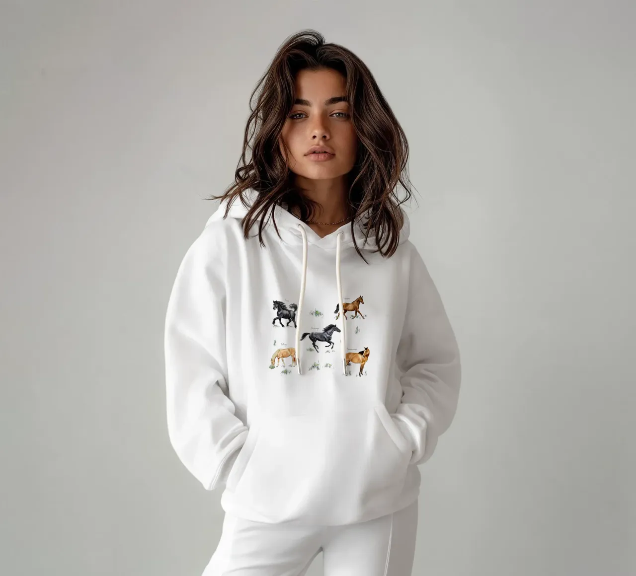 Cavalli e pony n. 02 felpa con cappuccio da Moonlit Illustrations