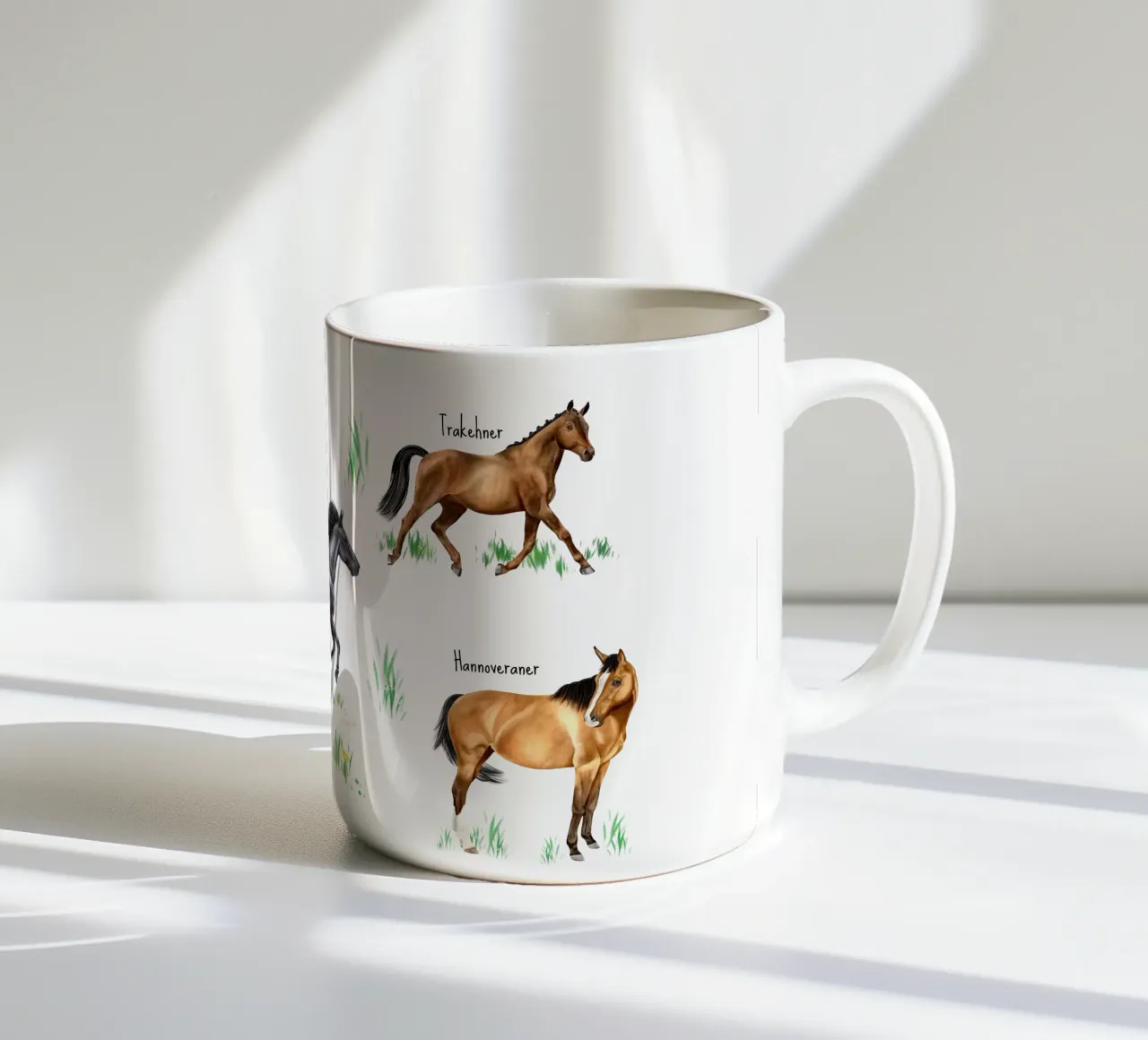 Cavalli e pony n. 02 tazza in ceramica da Moonlit Illustrations
