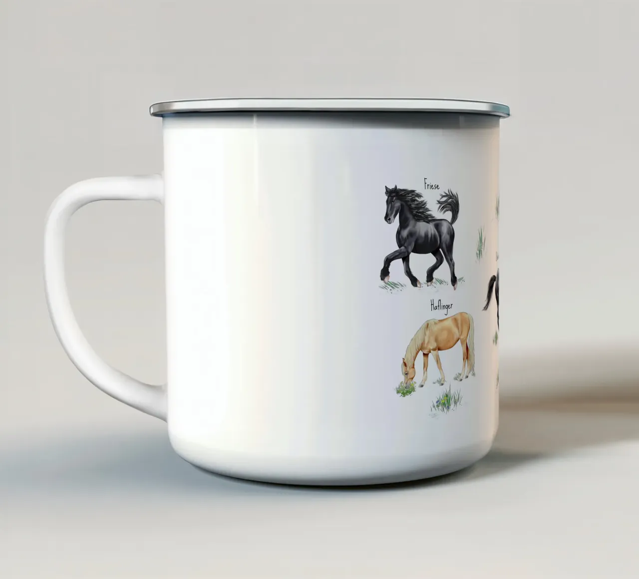 Cavalli e pony n. 02 tazza in smalto da Moonlit Illustrations