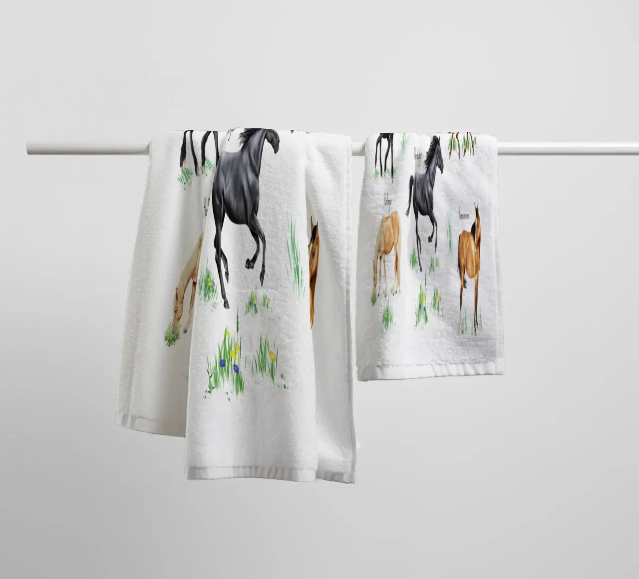 Cavalli e pony n. 02 asciugamano da bagno da Moonlit Illustrations