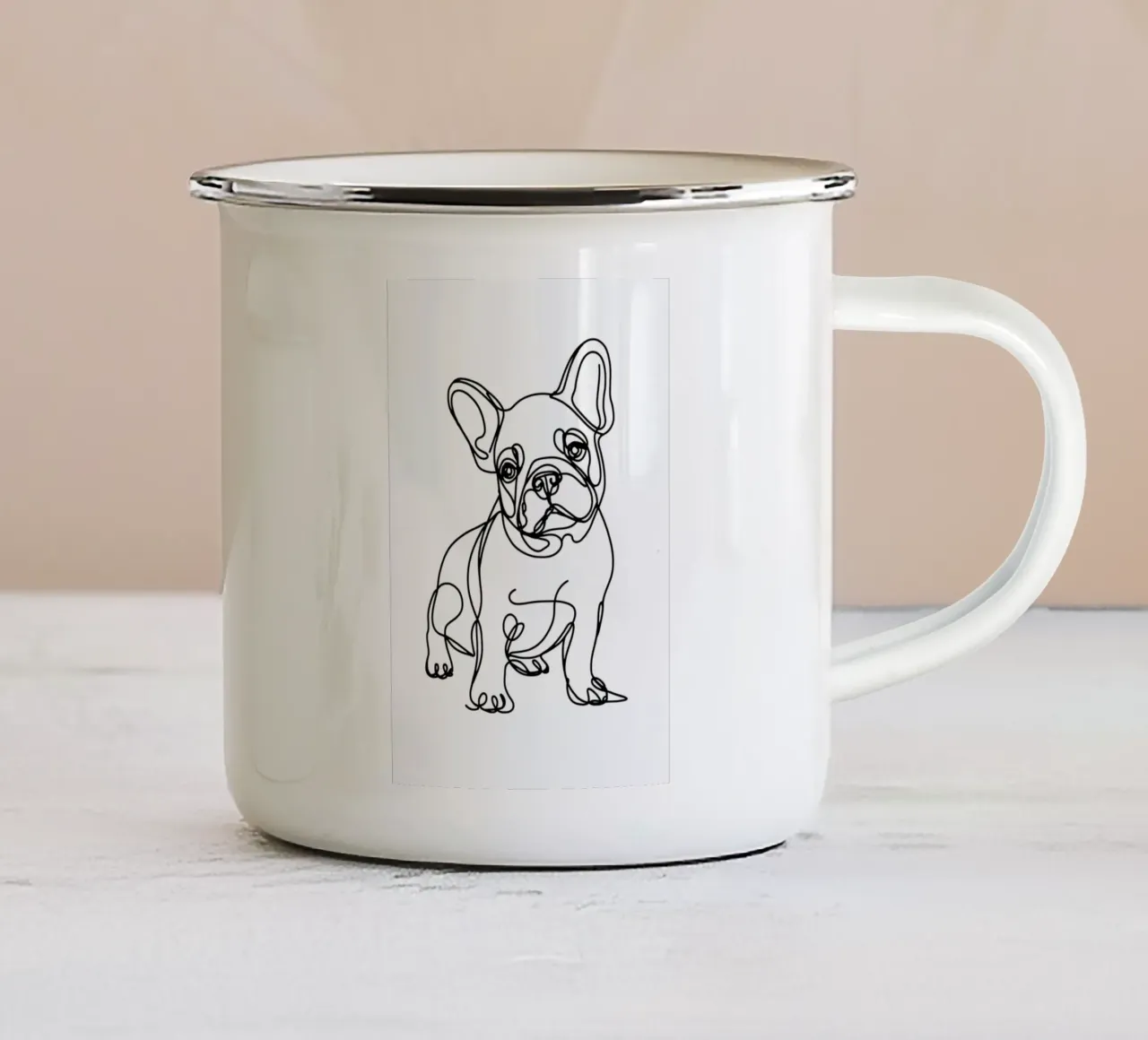 Linea d'arte del bulldog francese tazza in smalto da WijdevenDesign