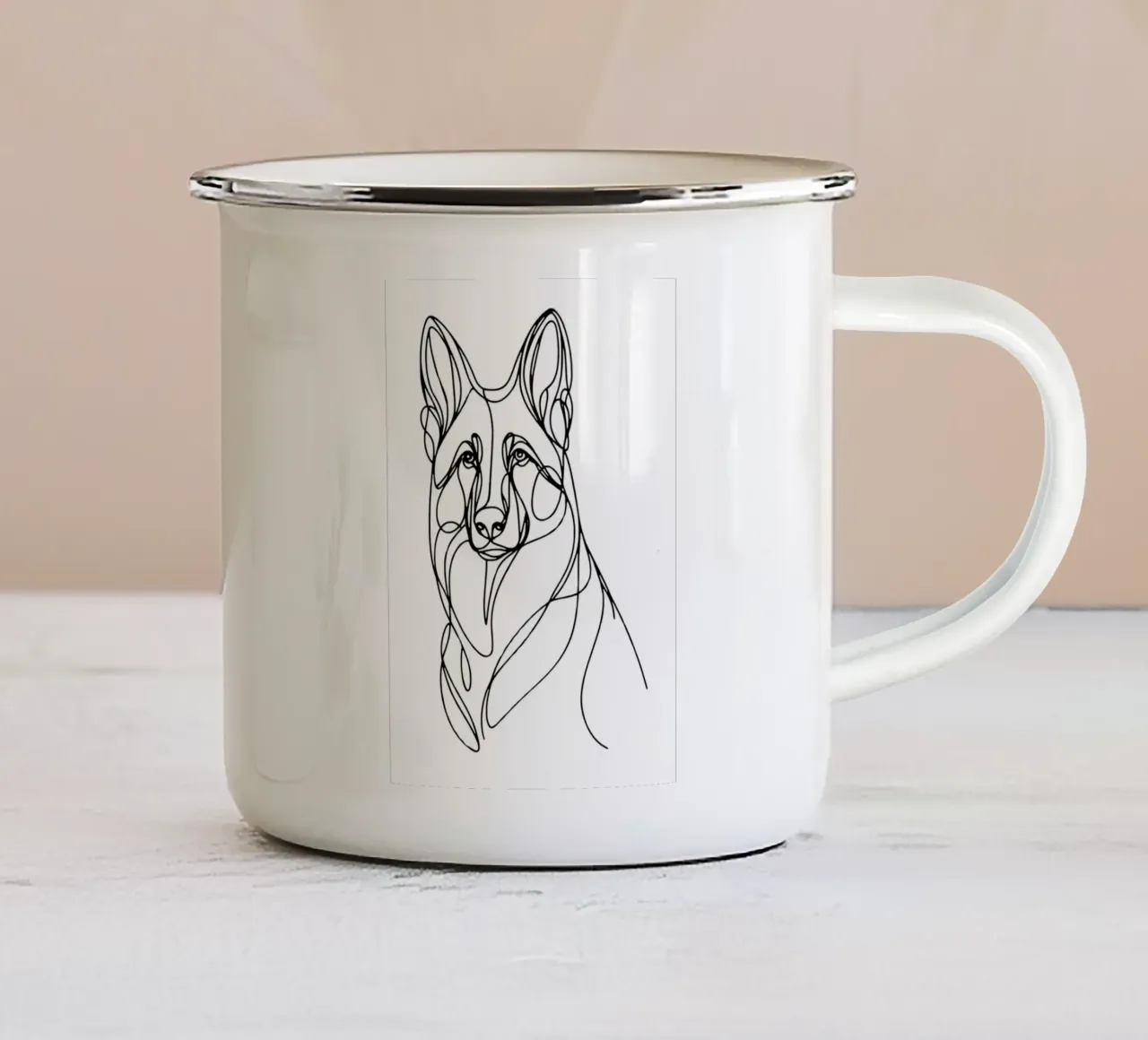 Cane da pastore tedesco - Line Art tazza in smalto da WijdevenDesign