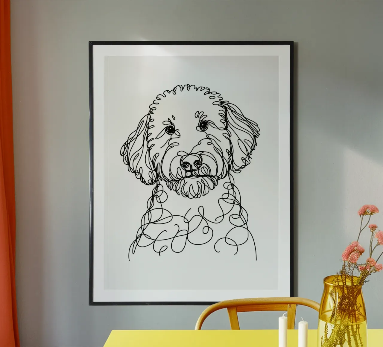 Scarabocchio d'oro Line Art poster con telaio in alluminio da WijdevenDesign