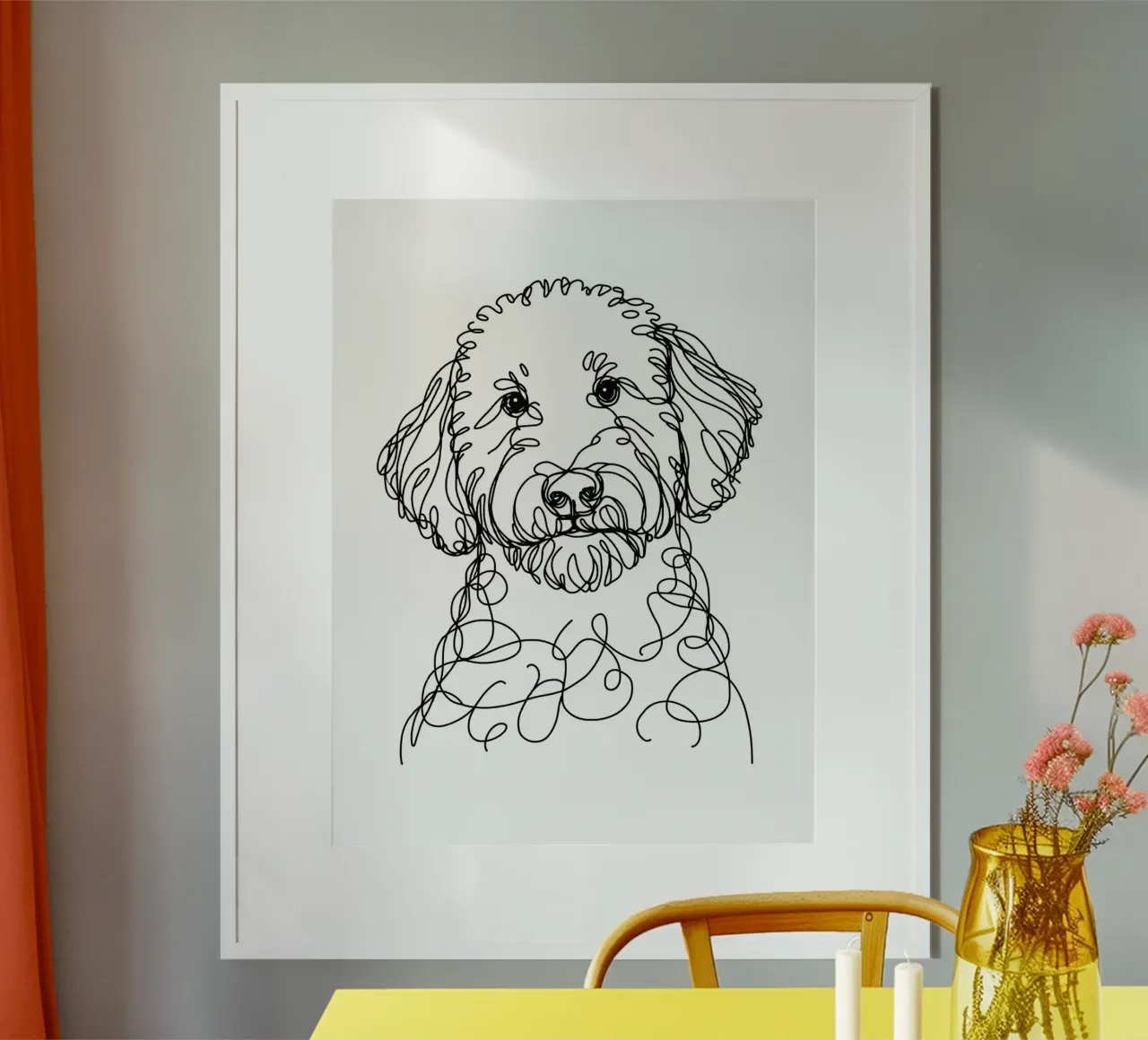 Scarabocchio d'oro Line Art poster con telaio in alluminio da WijdevenDesign