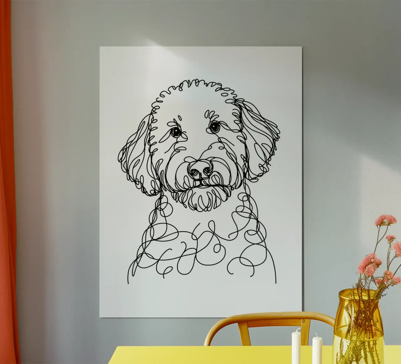 Scarabocchio d'oro Line Art poster con telaio in alluminio da WijdevenDesign