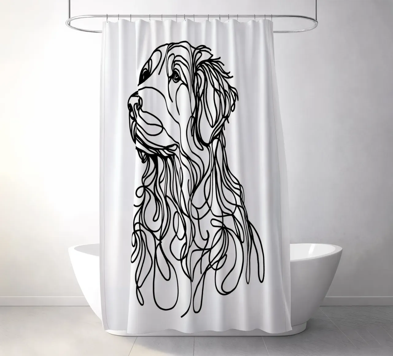 Golden Retriever Dog Line Art shower curtain by WijdevenDesign