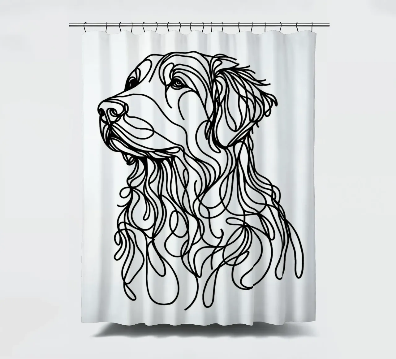 Golden Retriever Dog Line Art shower curtain by WijdevenDesign