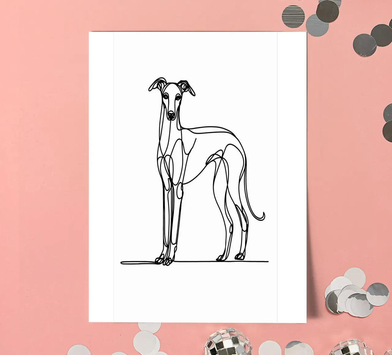 Dessin au trait d'un chien lévrier planche autocollant de WijdevenDesign