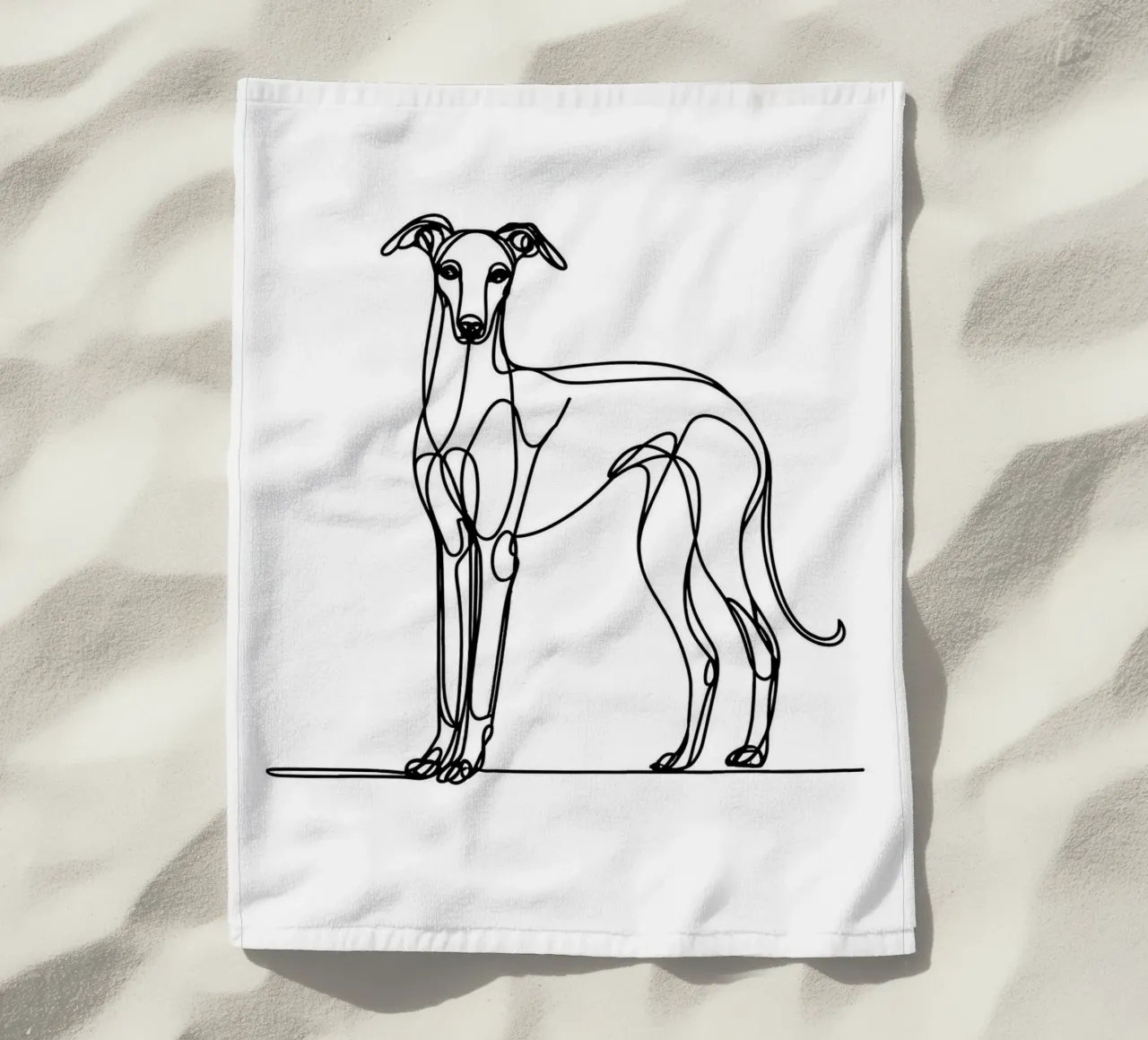 Dessin au trait d'un chien lévrier serviette de plage de WijdevenDesign