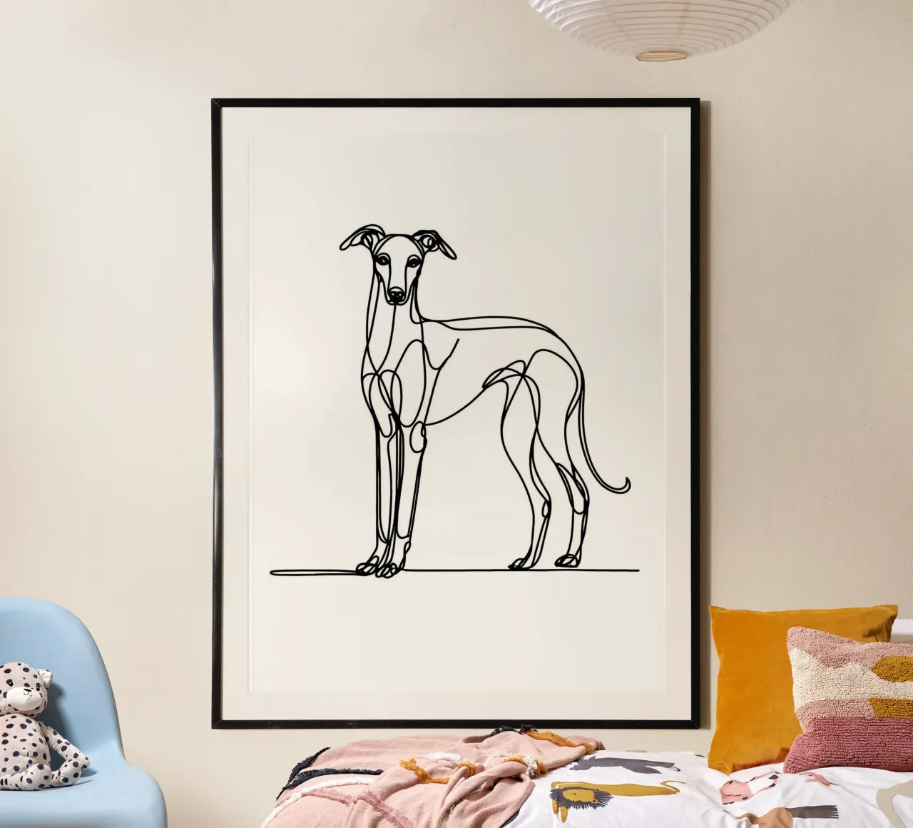 Dessin au trait d'un chien lévrier hahnemühle de WijdevenDesign