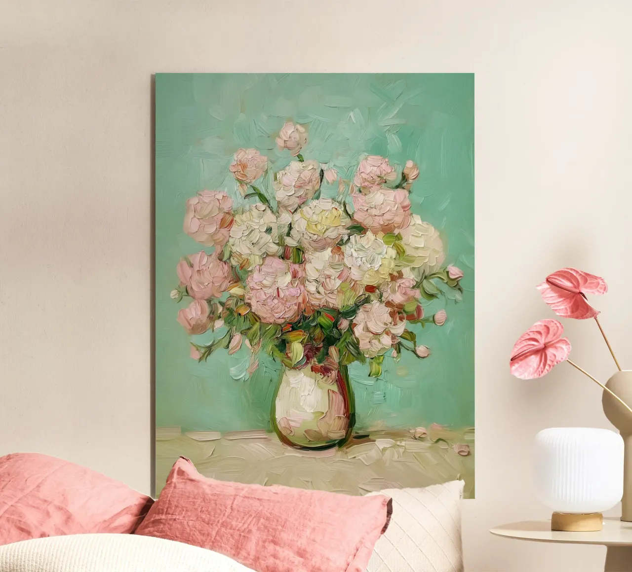 Bouquet rosa in fiore alluminio dibond da Carinaprint