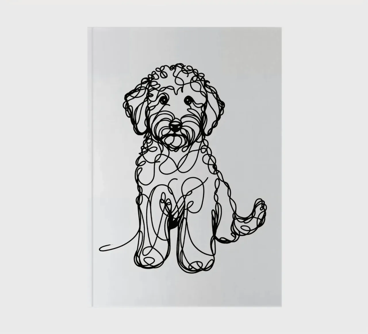 Chien Labradoodle Dessin au trait carnet de notes de WijdevenDesign