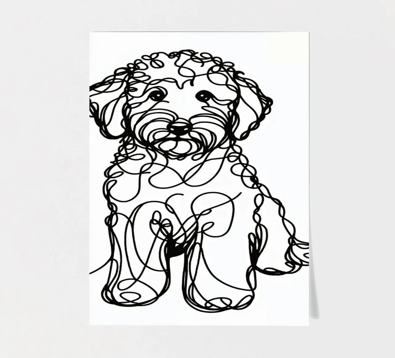 Chien Labradoodle Dessin au trait planche autocollant de WijdevenDesign