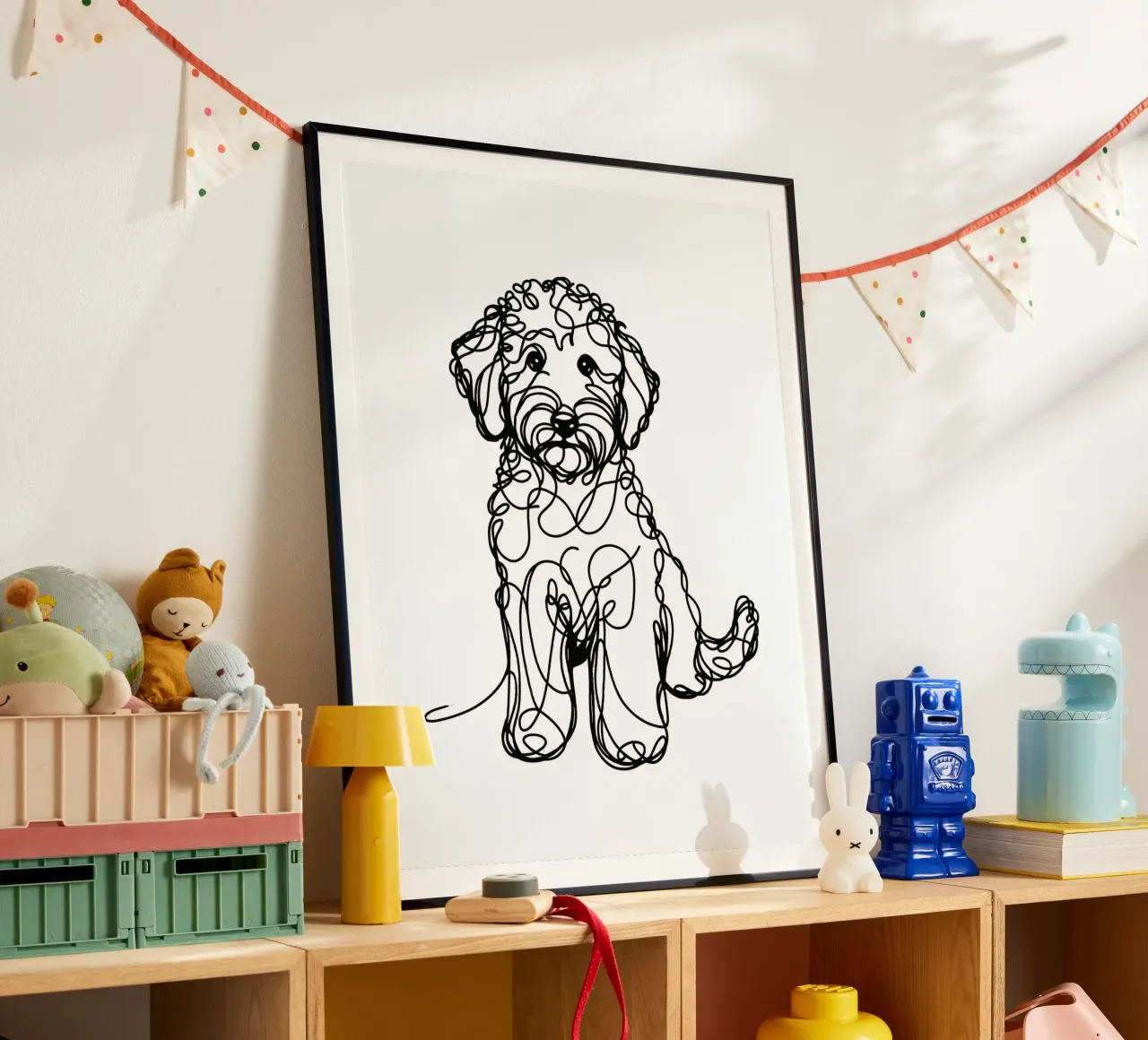 Cane Labradoodle Line Art carta hahnemühle da WijdevenDesign
