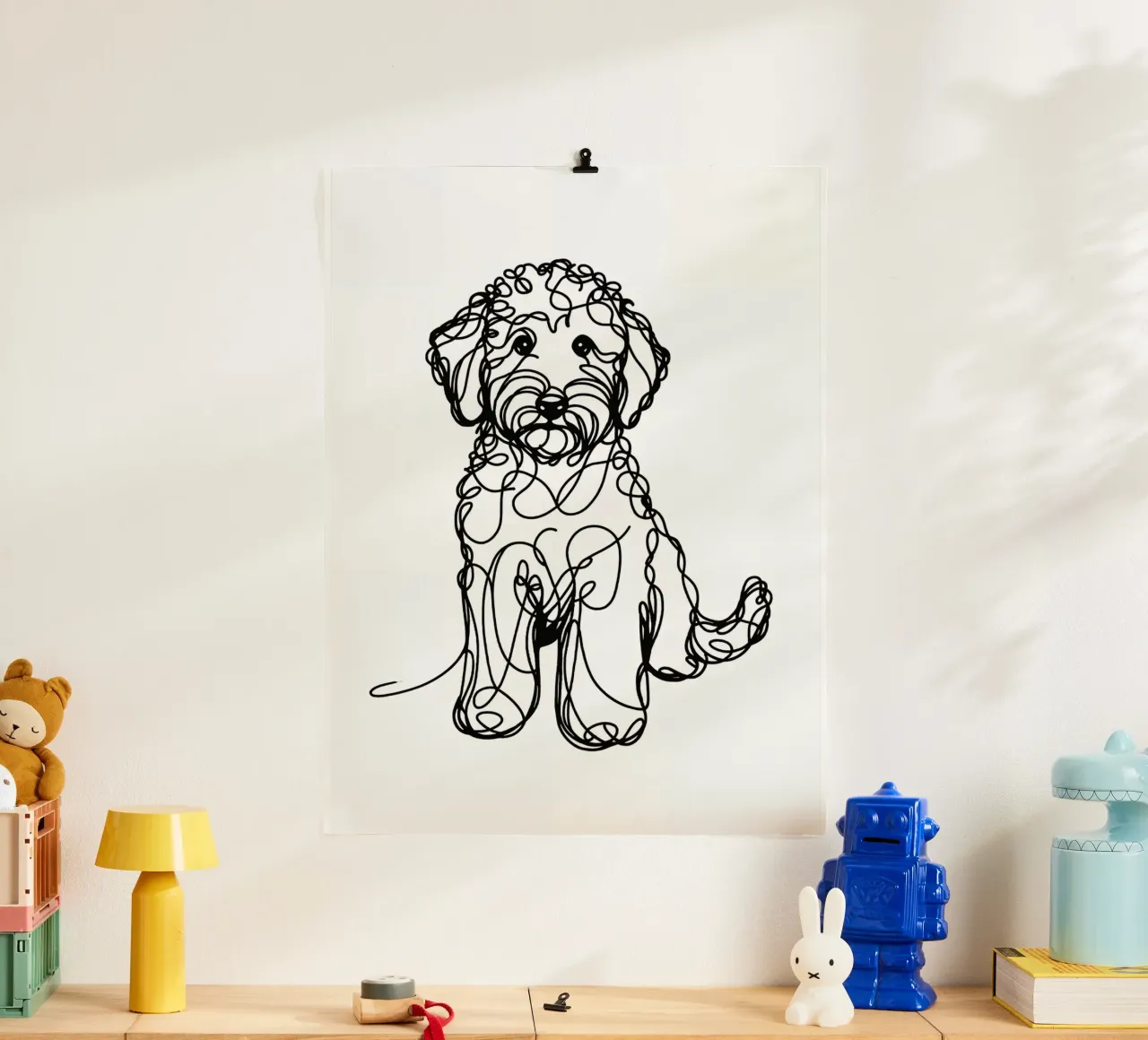 Cane Labradoodle Line Art carta hahnemühle da WijdevenDesign