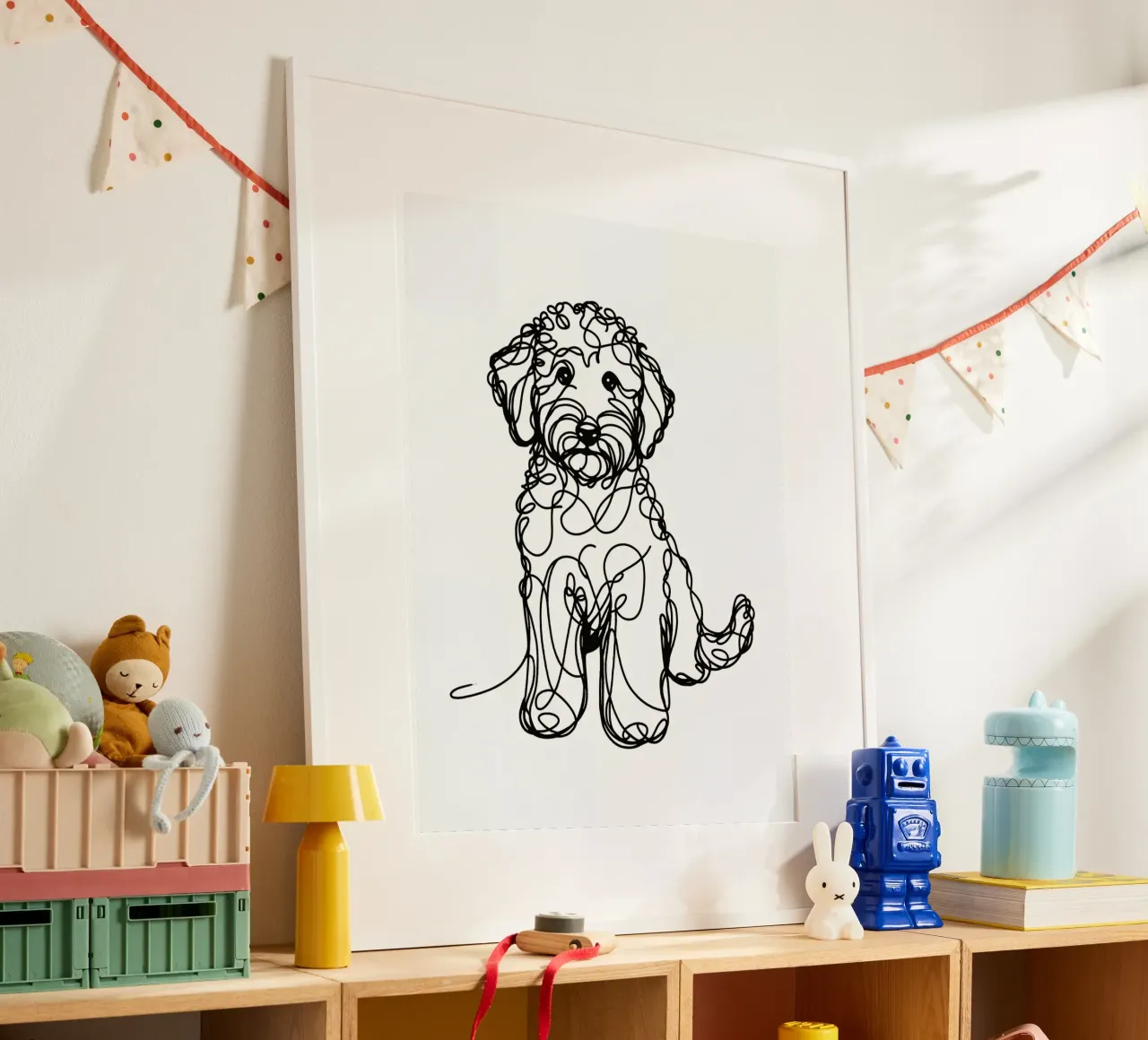 Cane Labradoodle Line Art carta hahnemühle da WijdevenDesign