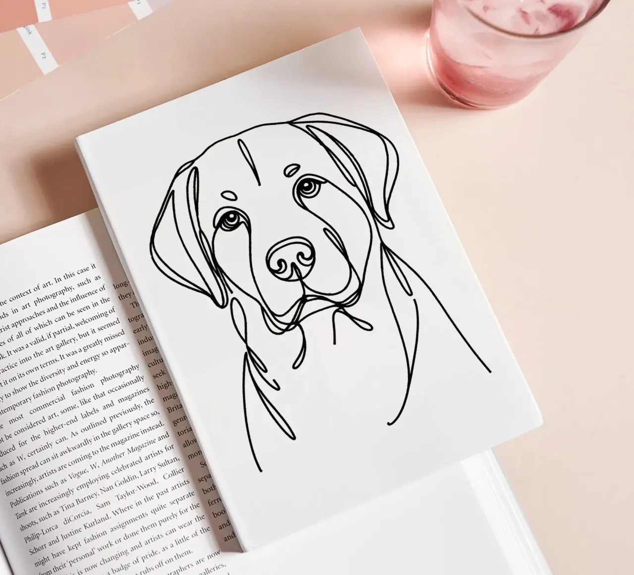 Dessin au trait d'un chien du Labrador carnet de notes de WijdevenDesign