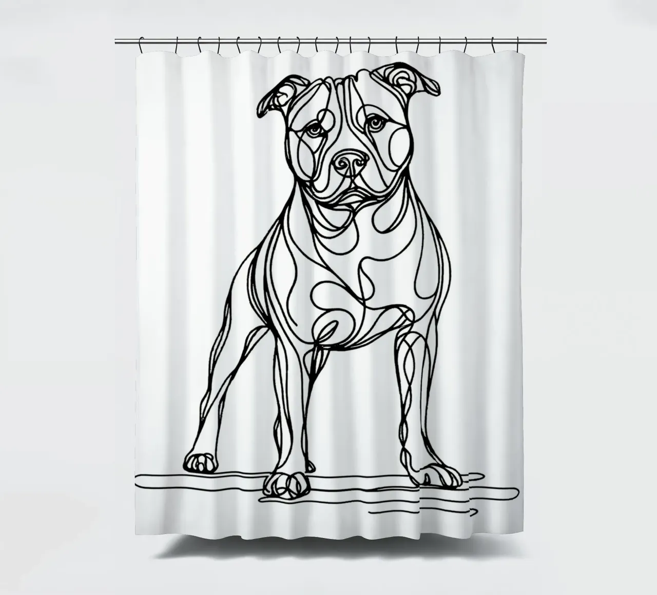 Dessin au trait d'un chien Pitbull rideau de douche de WijdevenDesign