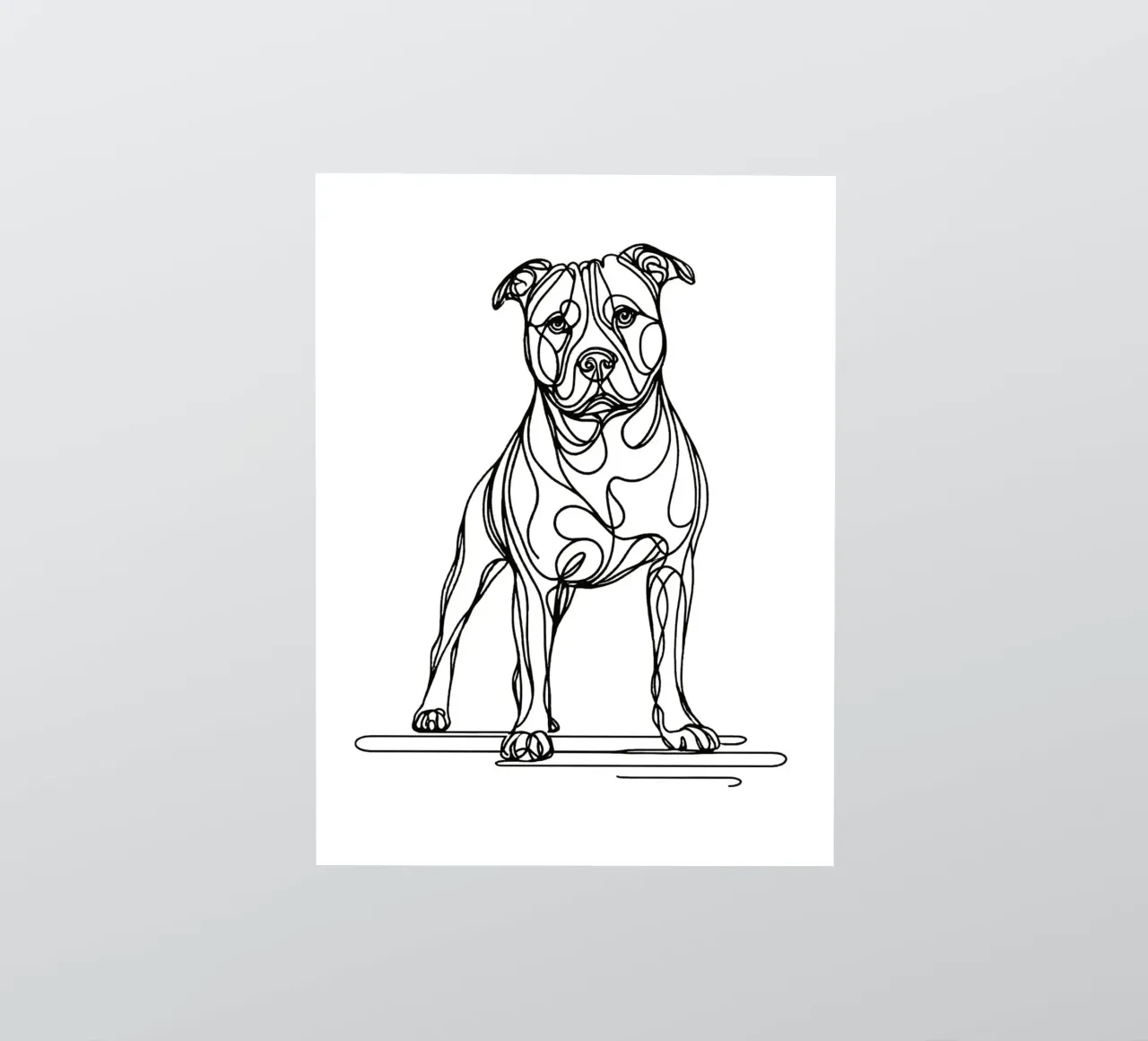 Dessin au trait d'un chien Pitbull autocollant de WijdevenDesign