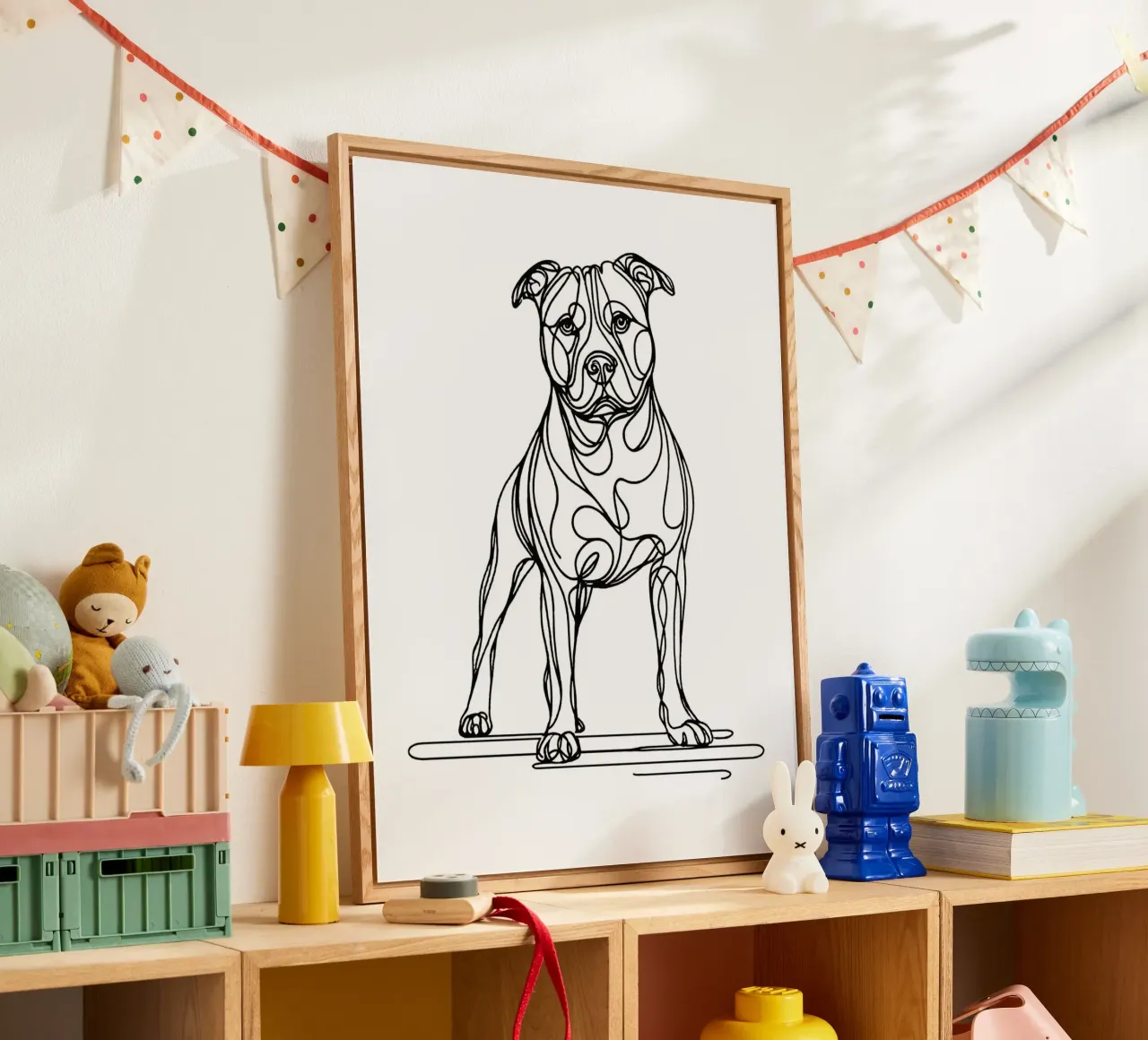 Dessin au trait d'un chien Pitbull plexiglas de WijdevenDesign
