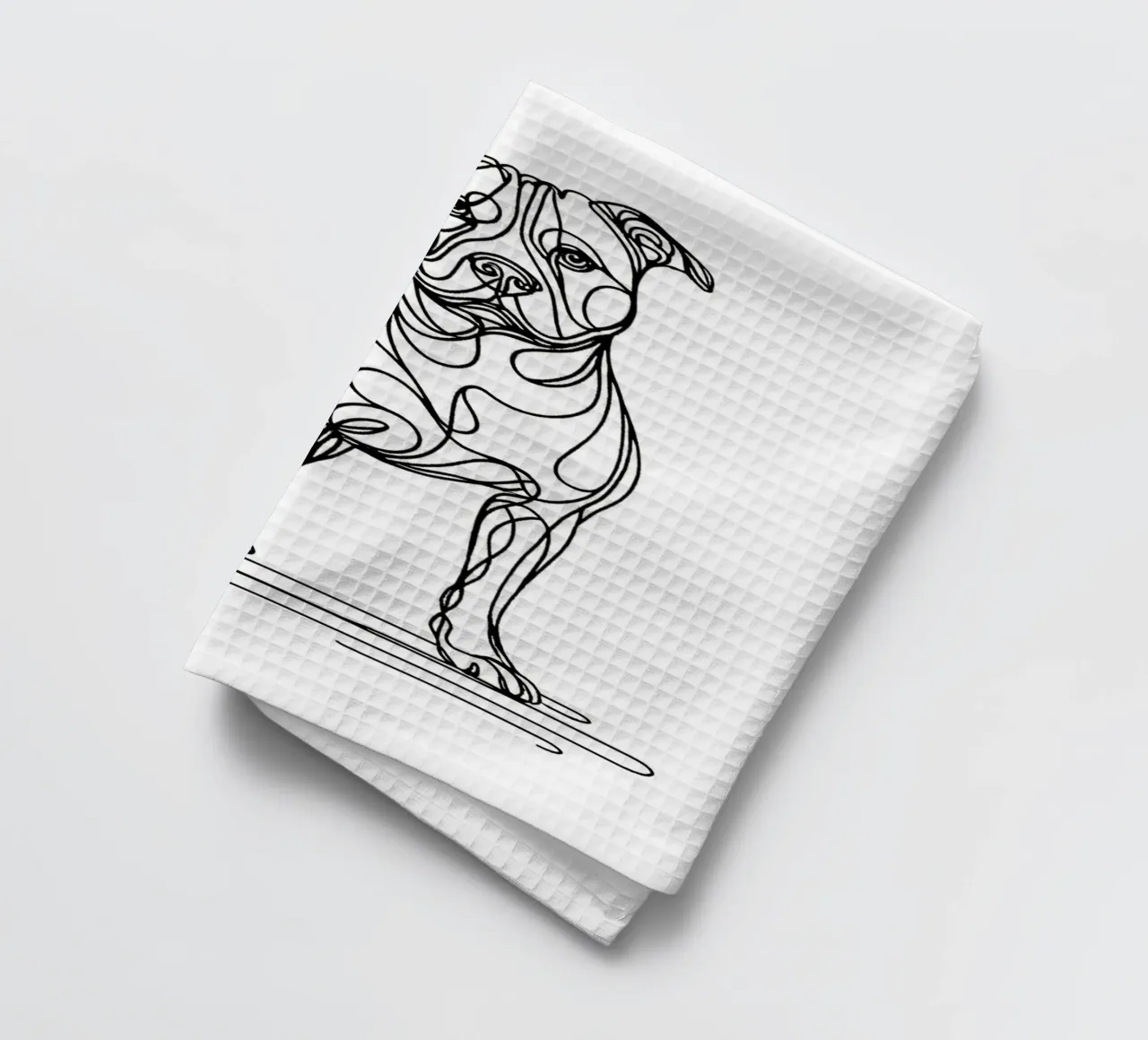 Dessin au trait d'un chien Pitbull torchon de WijdevenDesign