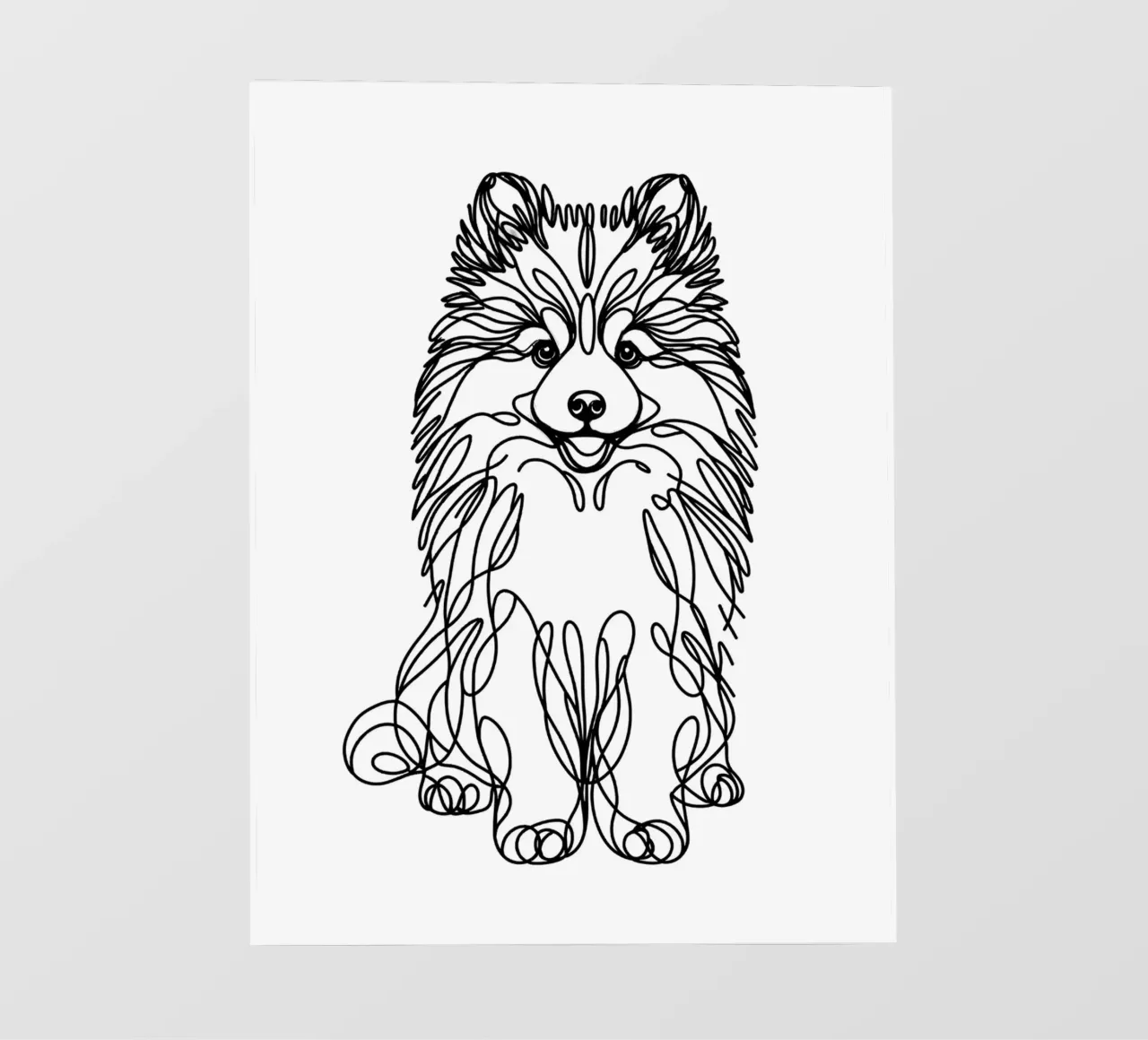 Cane Pomsky Line Art pellicola backlit da WijdevenDesign