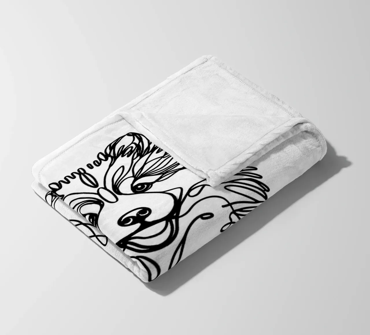 Cane Pomsky Line Art coperta in pile da WijdevenDesign