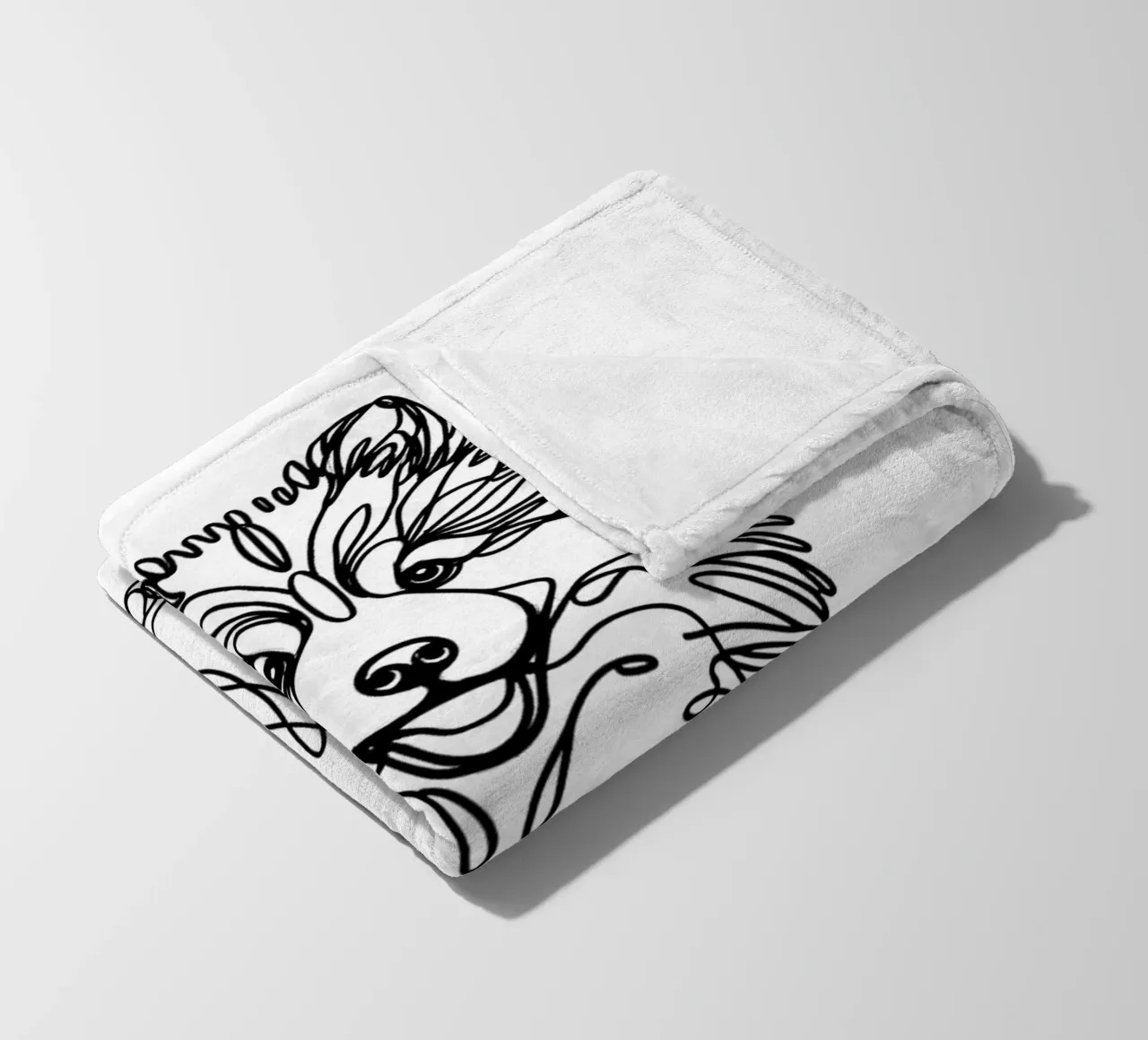 Cane Pomsky Line Art coperta in pile da WijdevenDesign